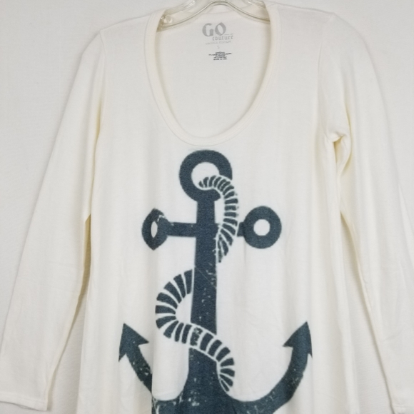 New Go Couture Ivory Anchor Tunic Sweater S - Picture 3 of 12